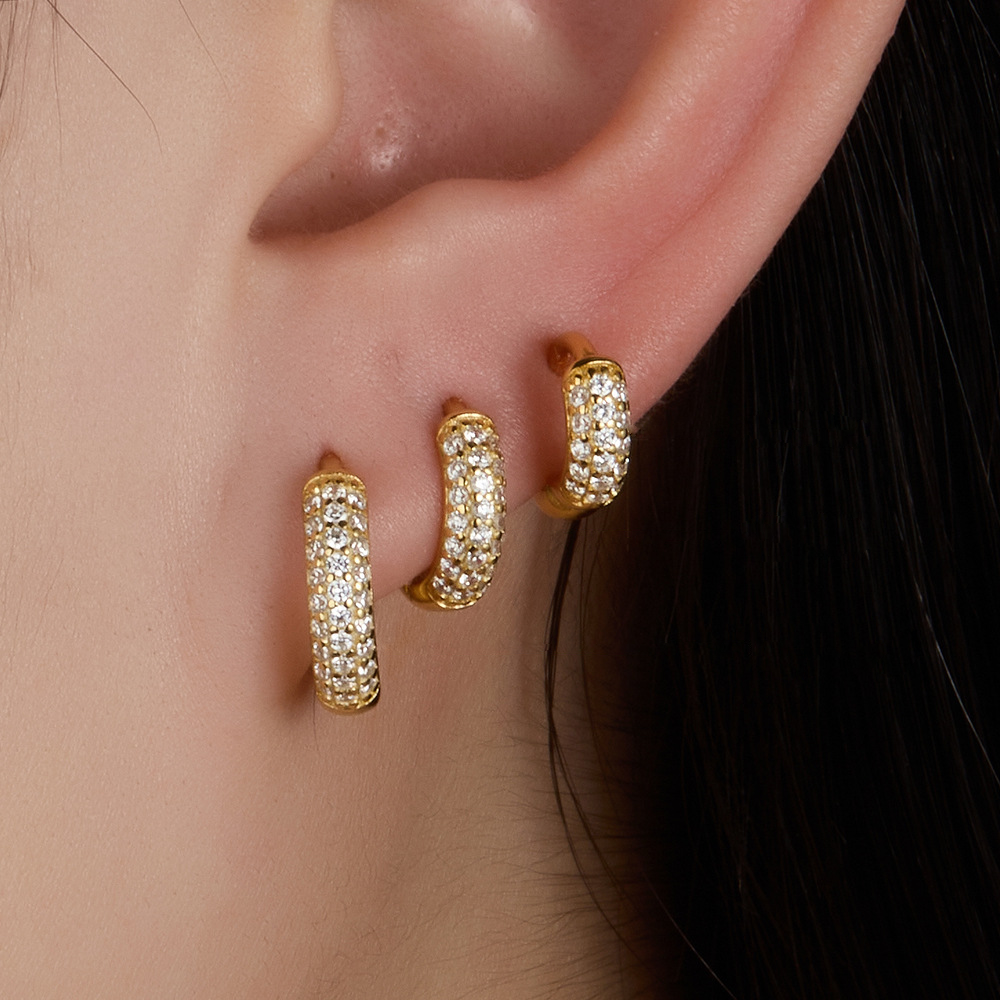 Sparkle Paved Huggie Hoops