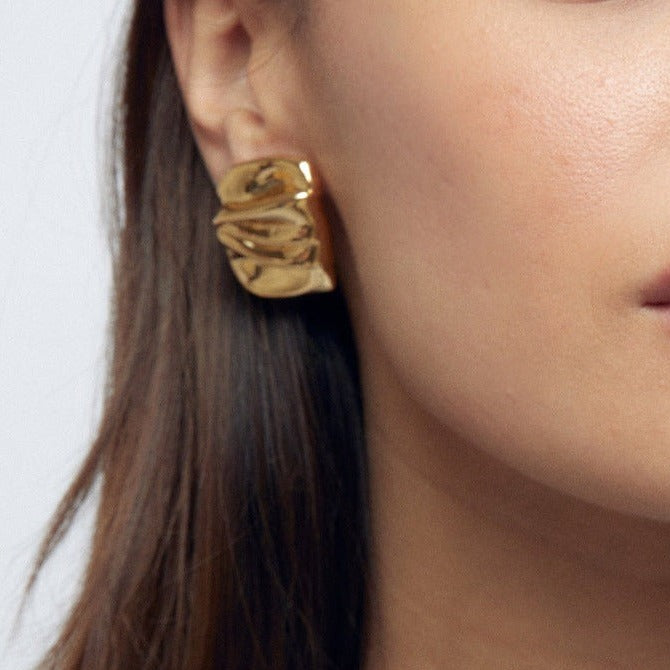 Evette Textured Gold Earrings