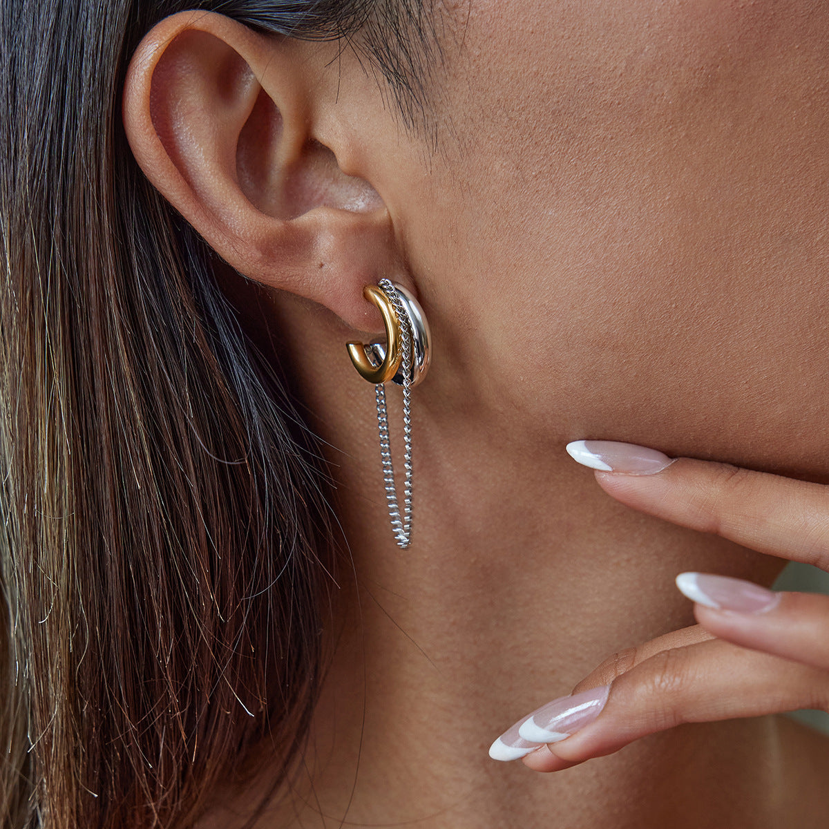 Sculptural Chain Hoop Earrings