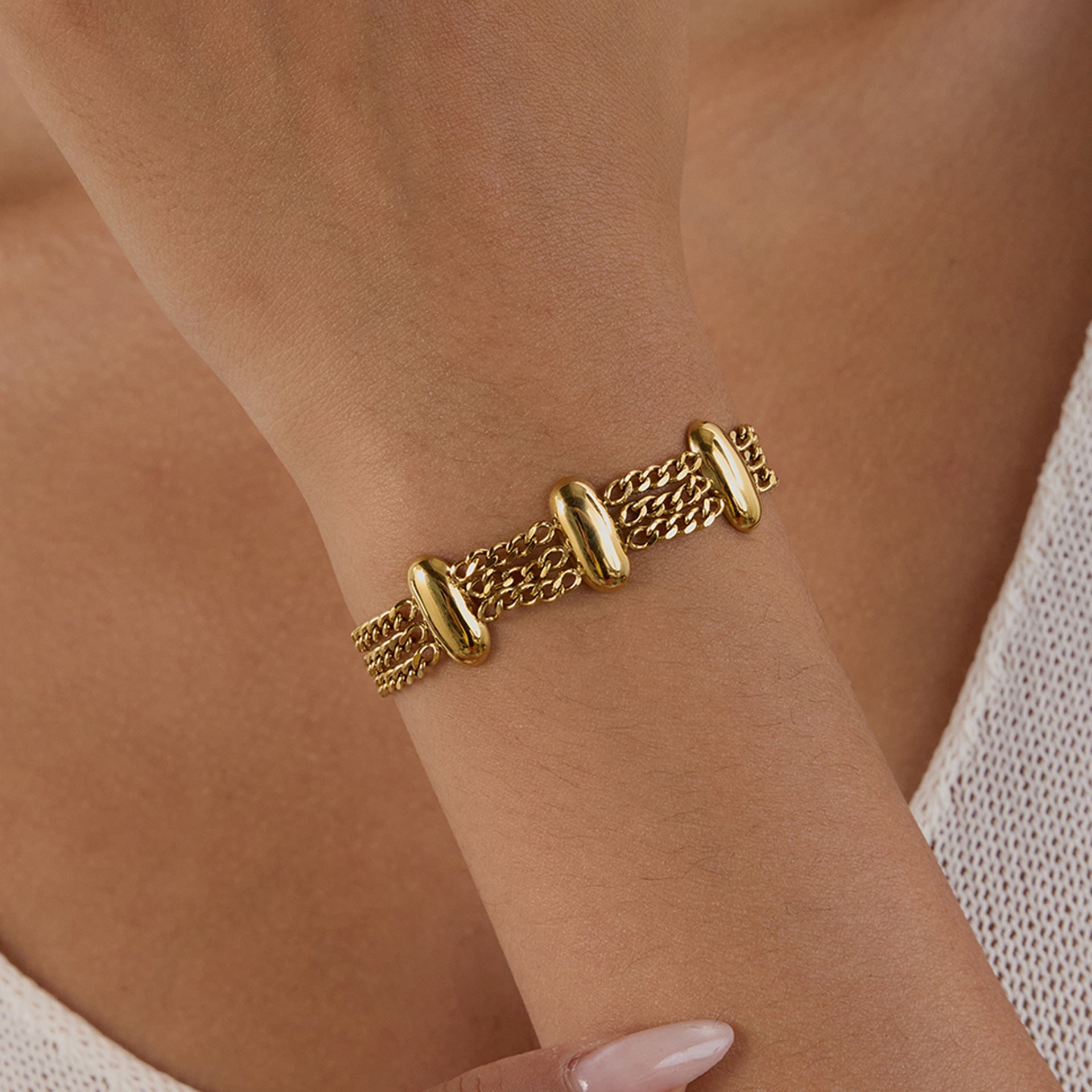 Kathleen Geometric Gold Chain Bracelet