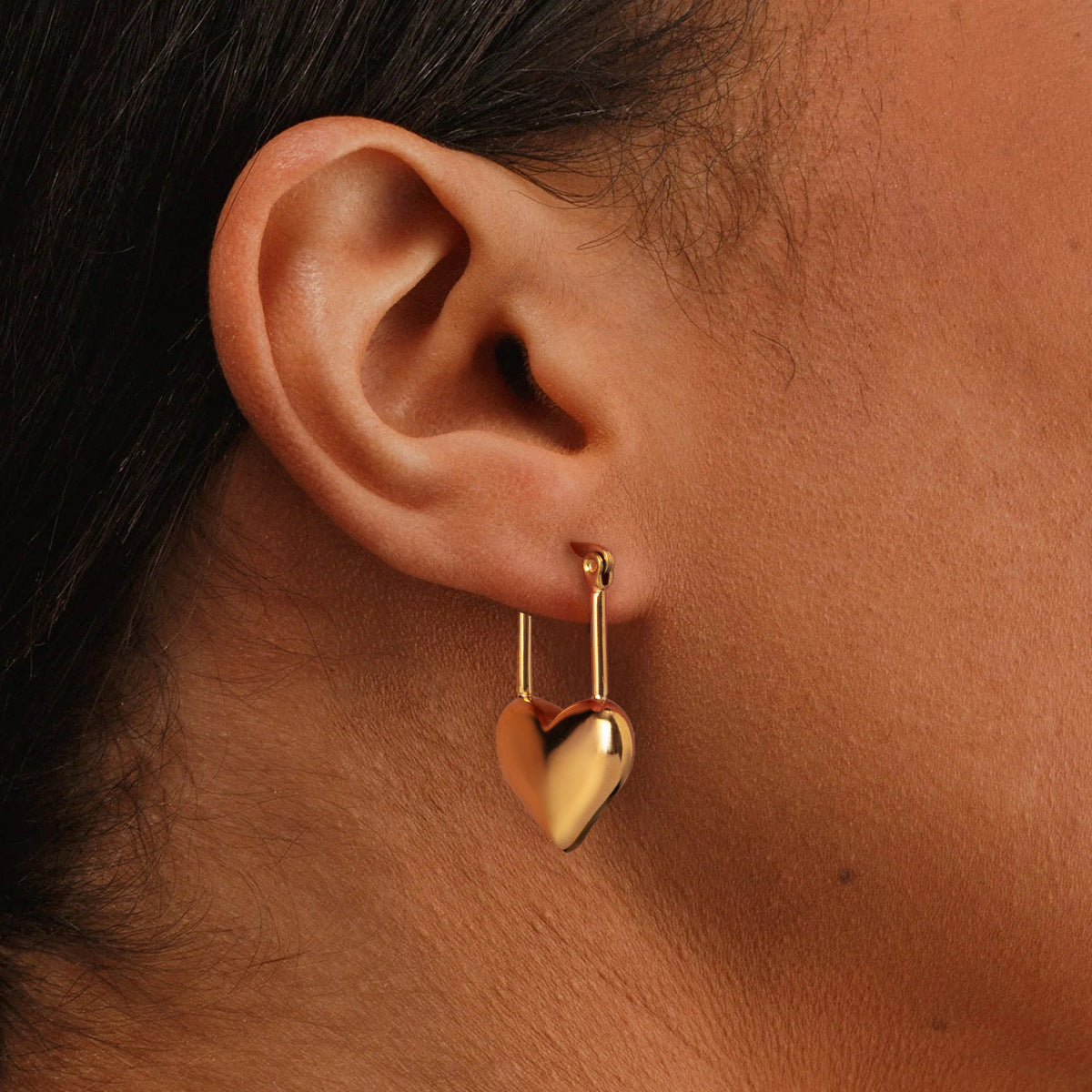 Golden Embrace Heart Hoops