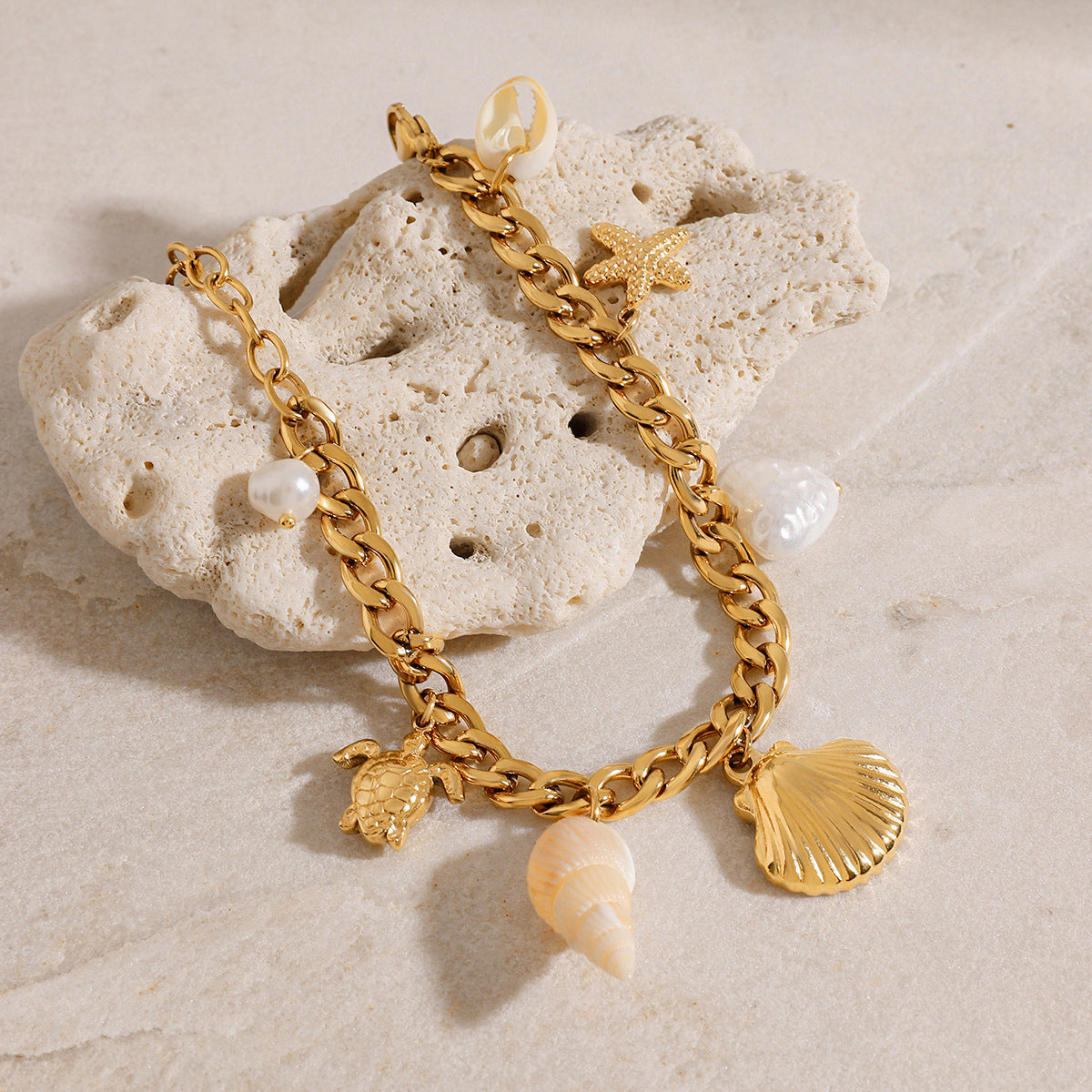 Lilianne Freshwater Pearl Ocean Charm Bracelet