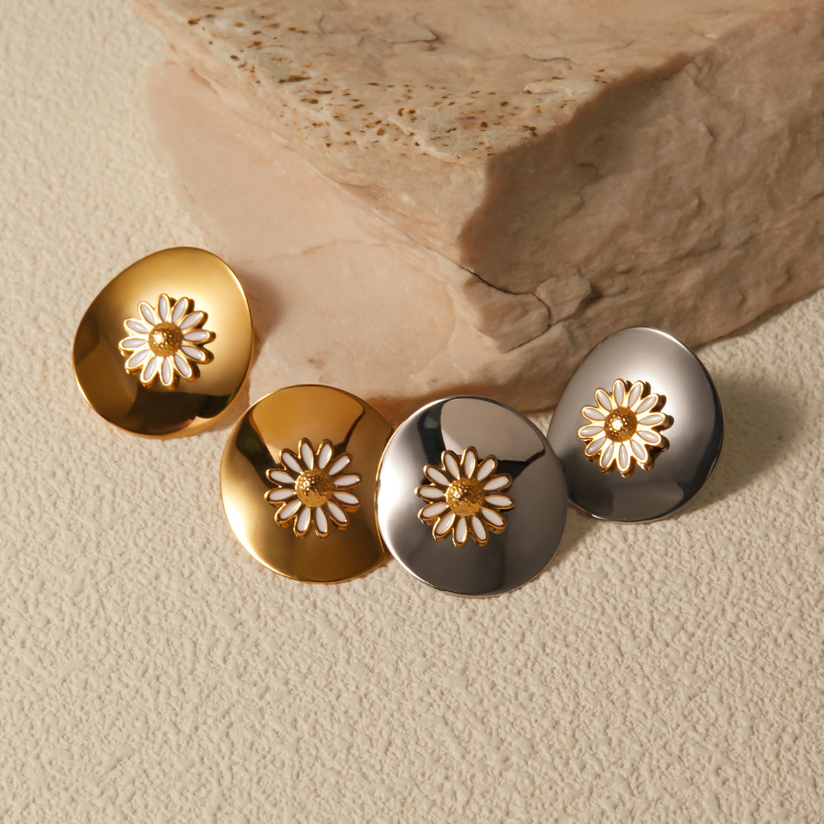 Elegant Floral Gold Studs