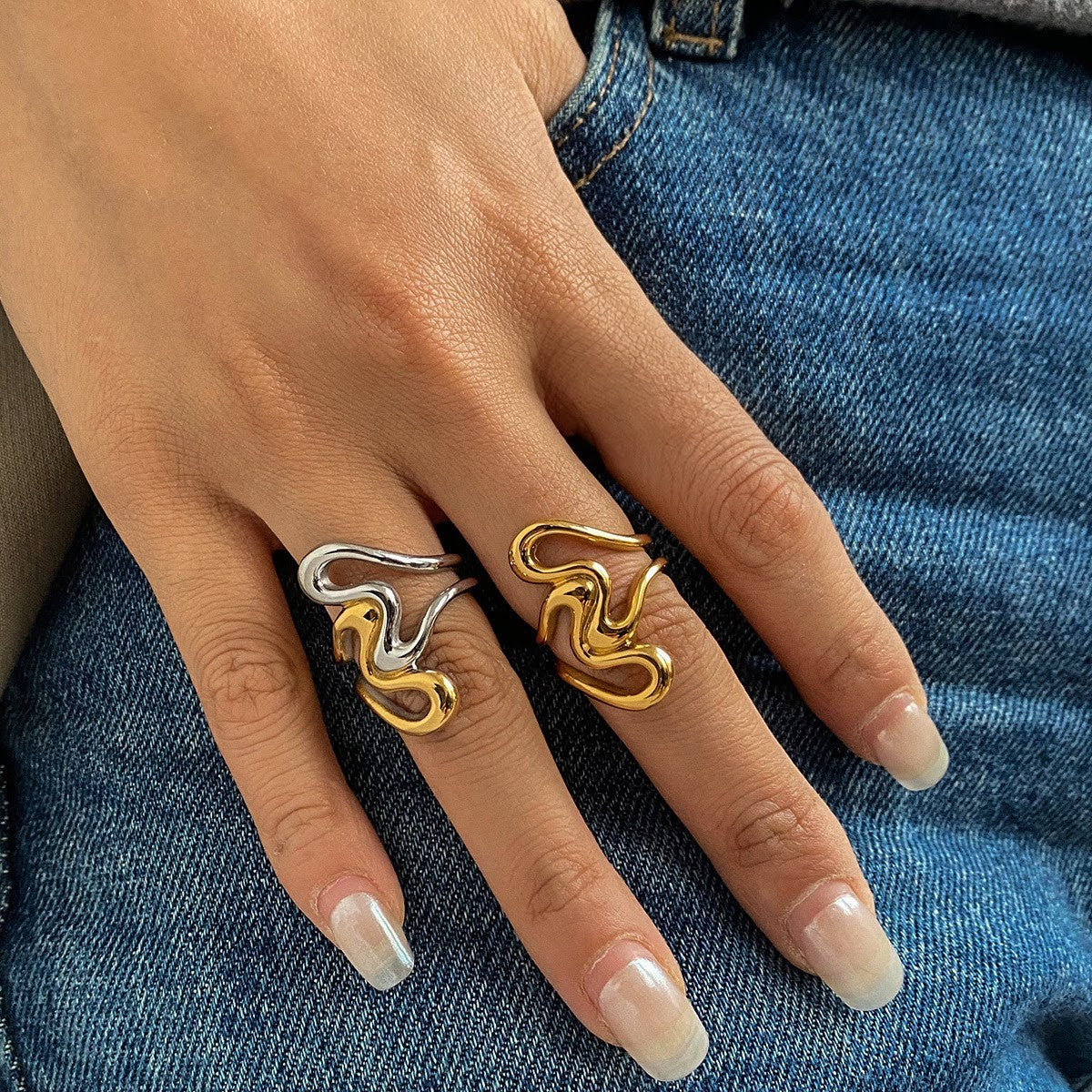 Abstract Gold Statement Ring