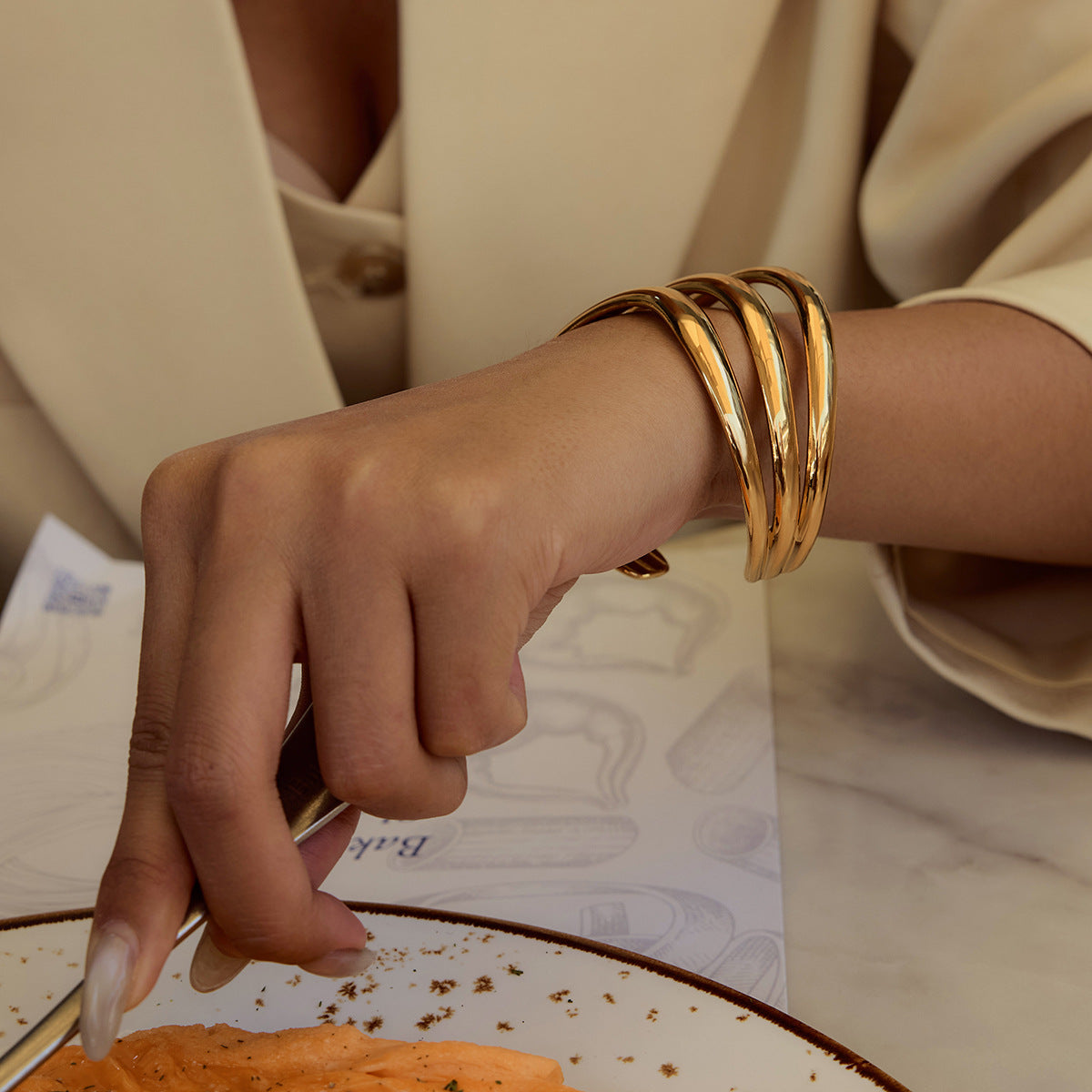 Gold Layered Statement Bangle