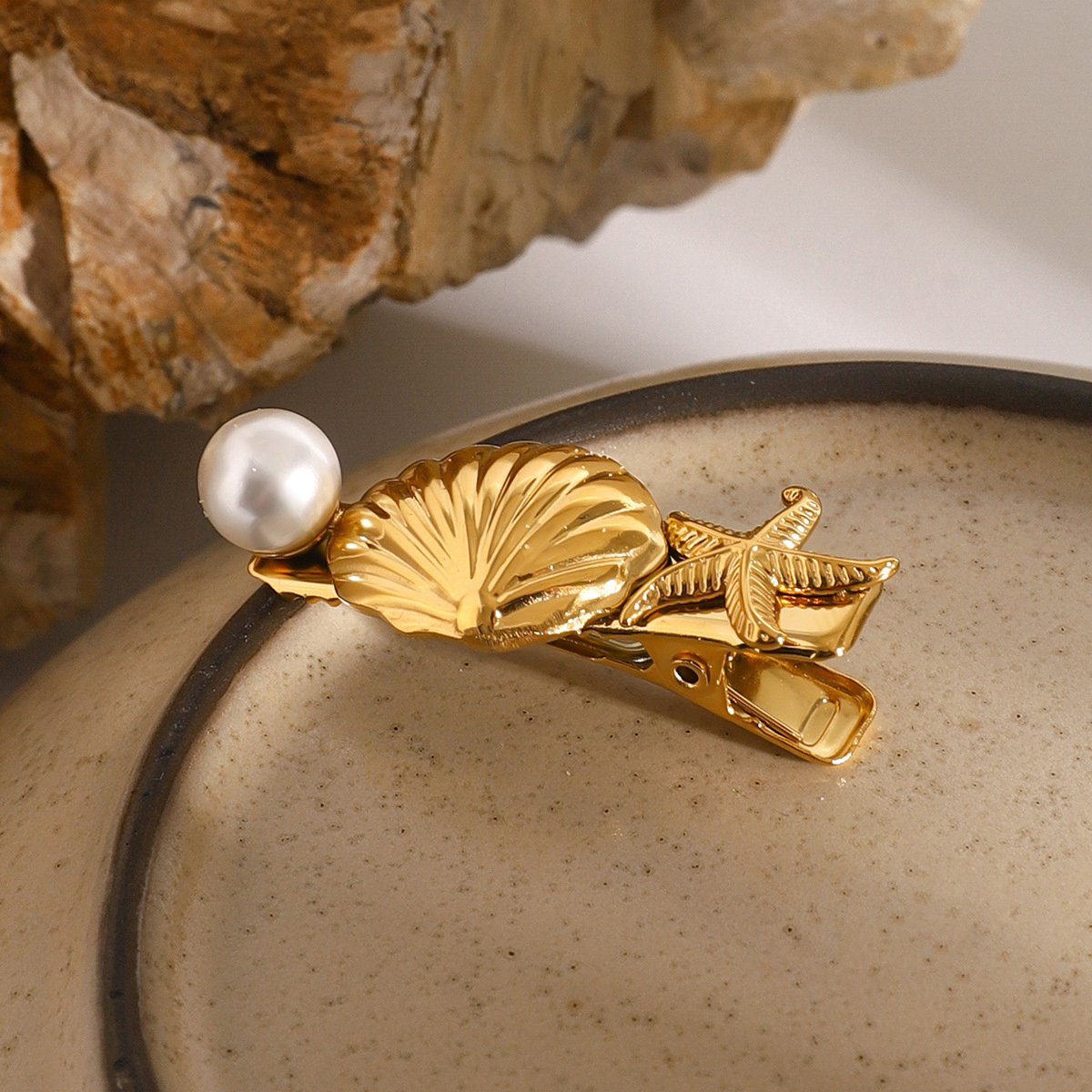 Ocean Whisper Gold Hair Clip