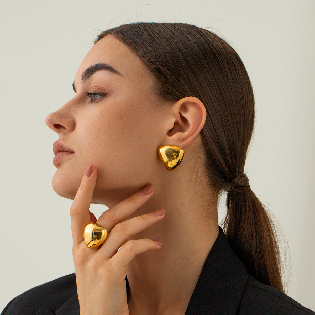 Geometric Gold Triangles Earrings