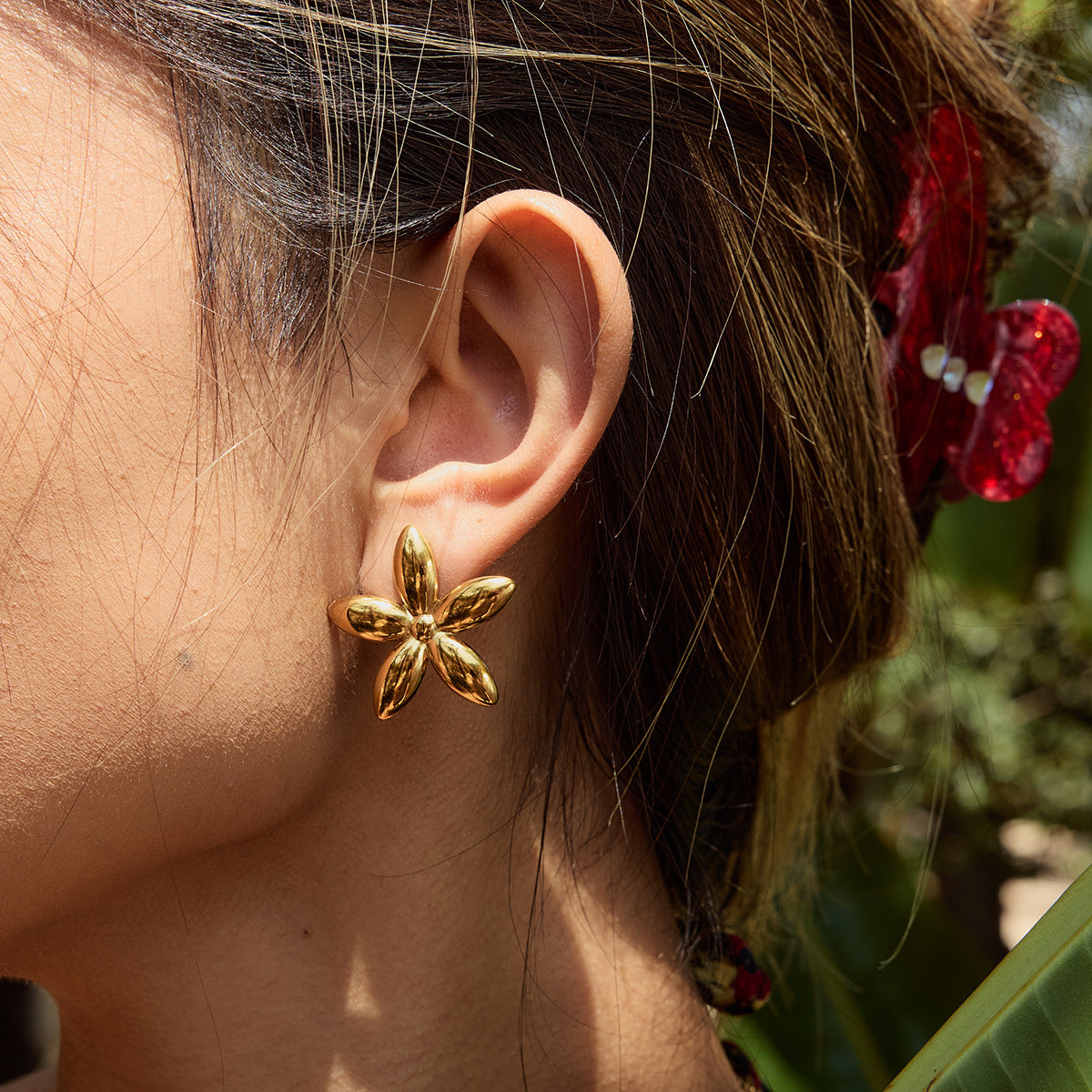 Sculptural Petal Gold Earrings