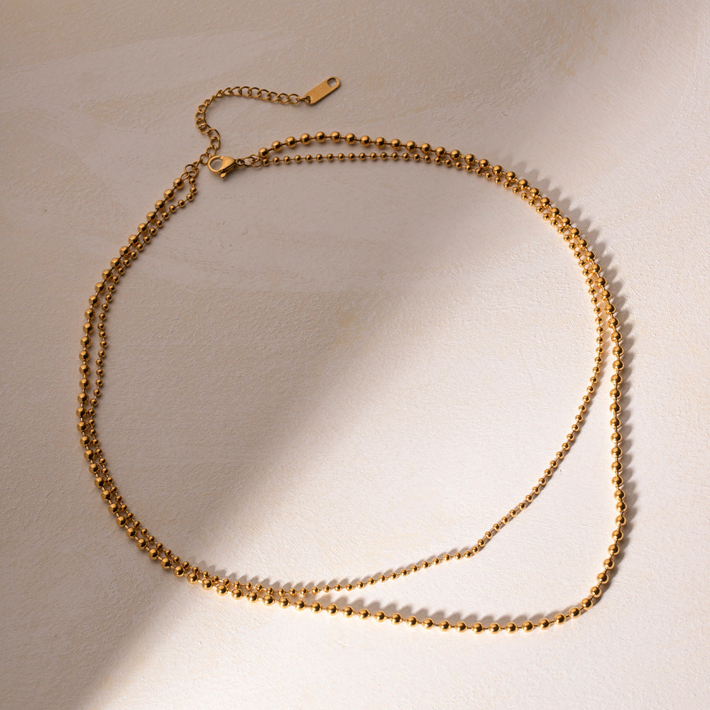 Bold Golden Bead Layered Necklace