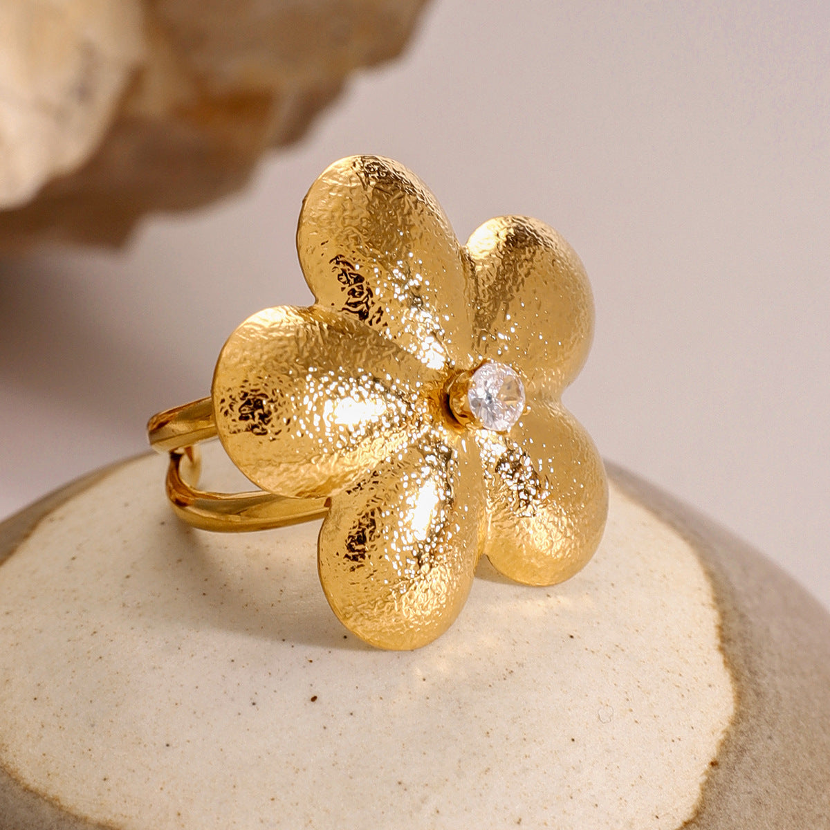 Gilded Petal Statement Ring