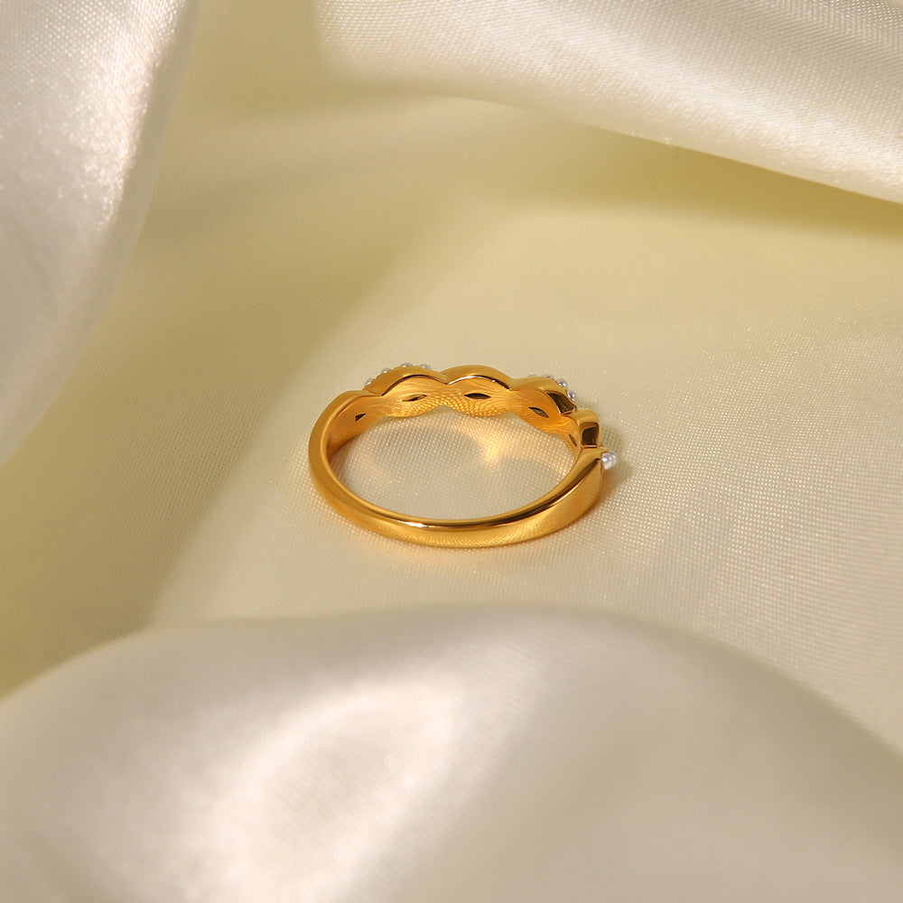 Elegant Pearl Twist Ring