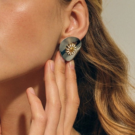Elegant Floral Gold Studs