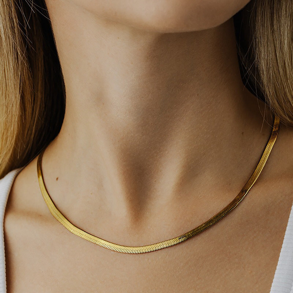 Elysian Gold Herringbone Chain Necklace