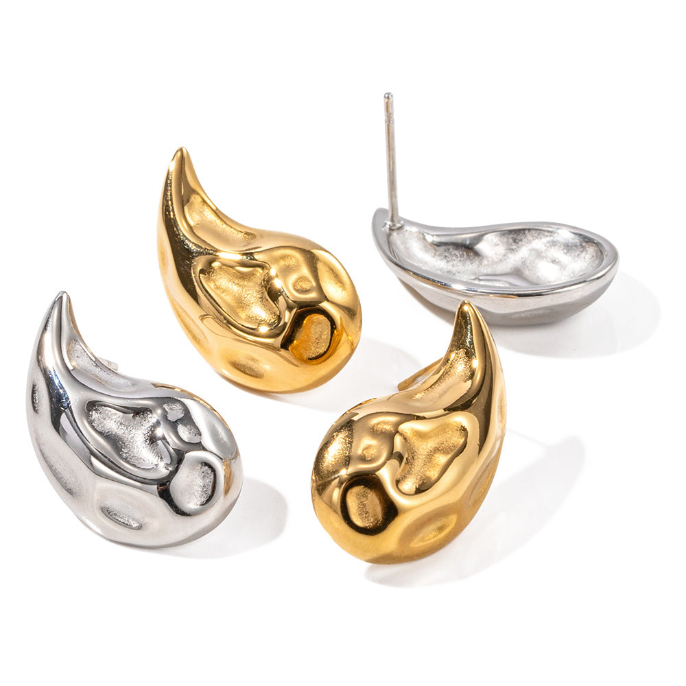 Elegant Gold Hammered Teardrop Earrings