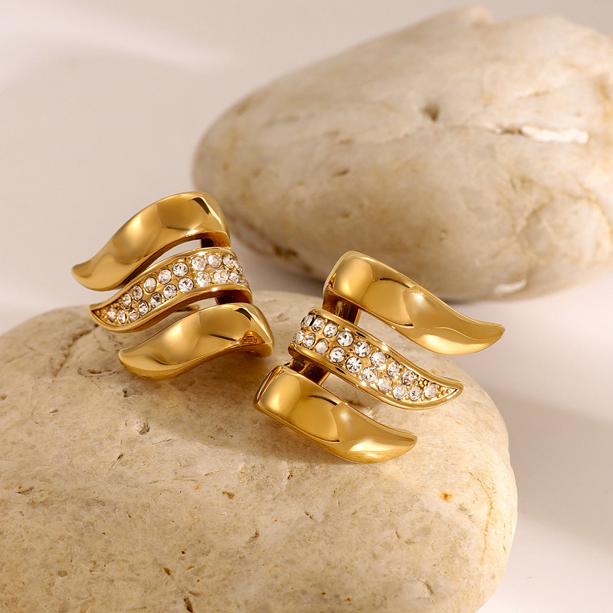 Golden Feather Dangle Earrings