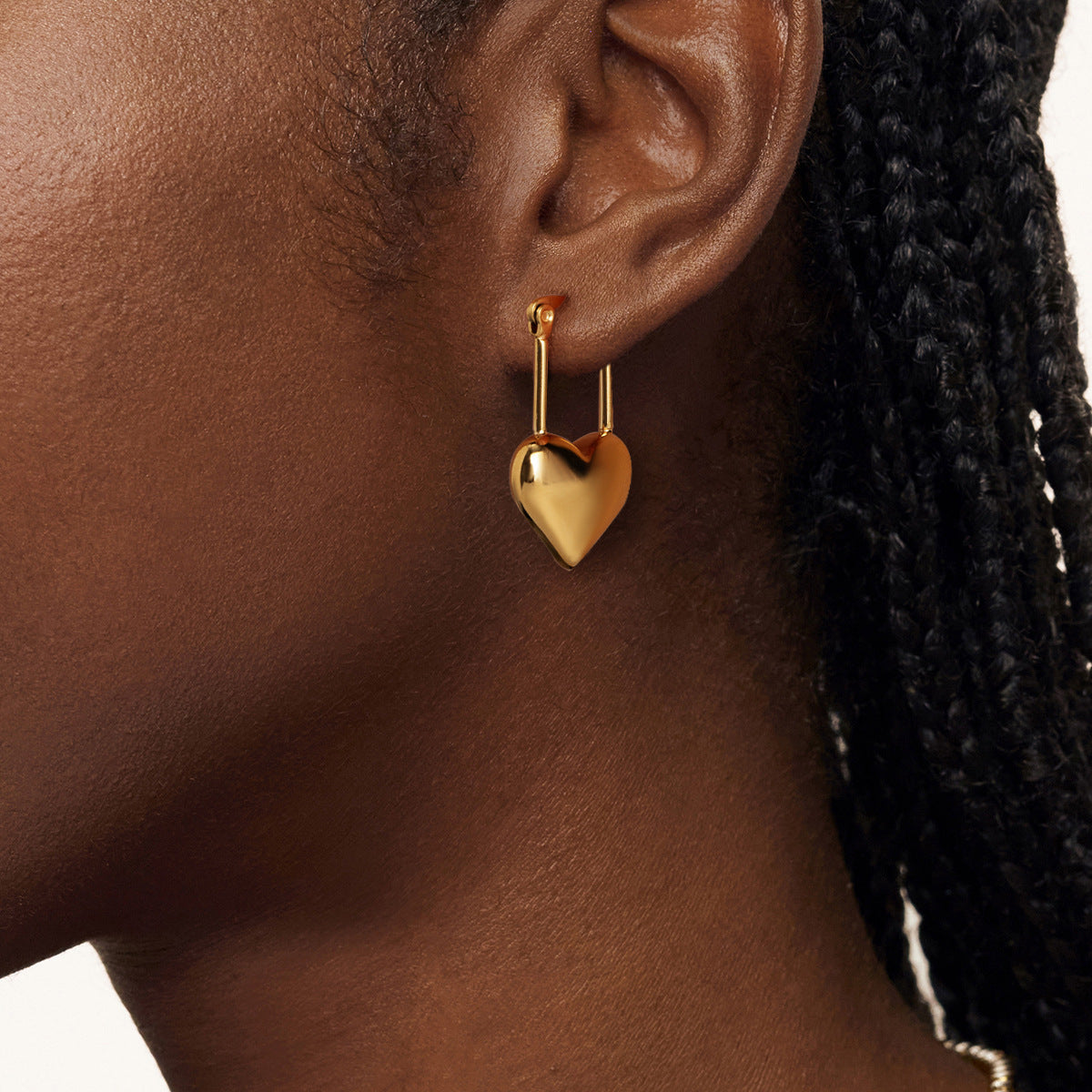 Golden Embrace Heart Hoops