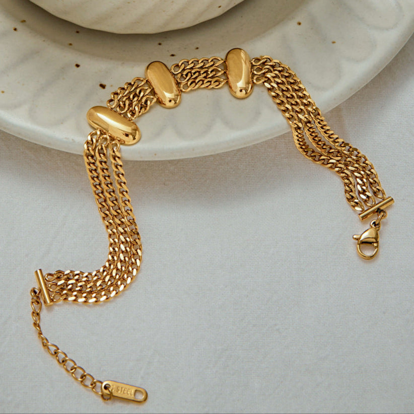 Kathleen Geometric Gold Chain Bracelet