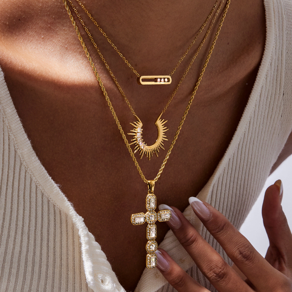 Divine Radiance Diamond Cross Pendant