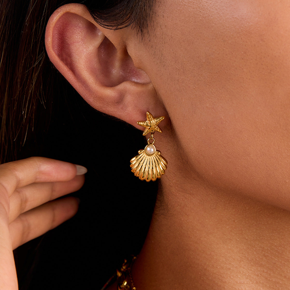 Ocean Star Pearl Earrings