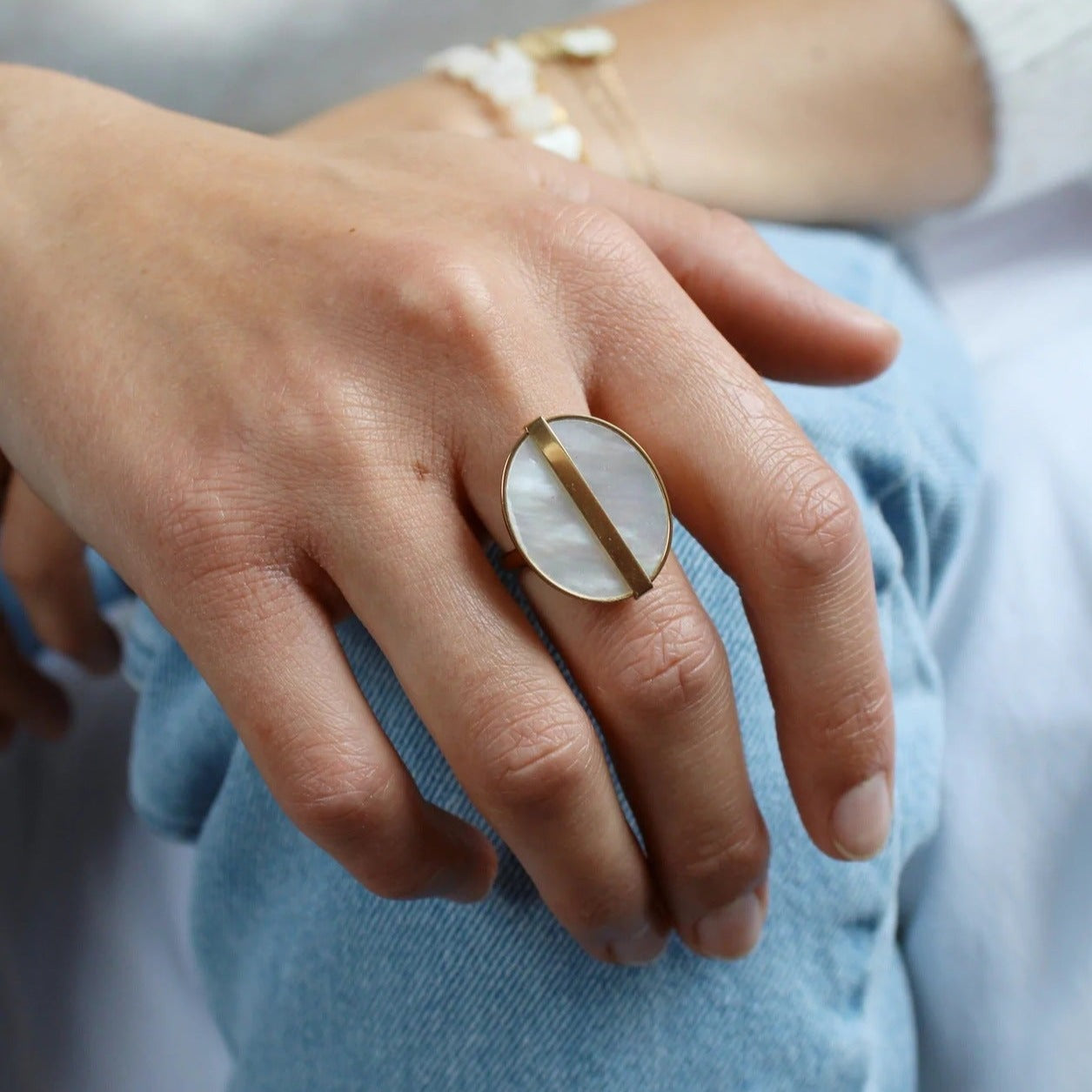 Luminous Pearl Gold Band