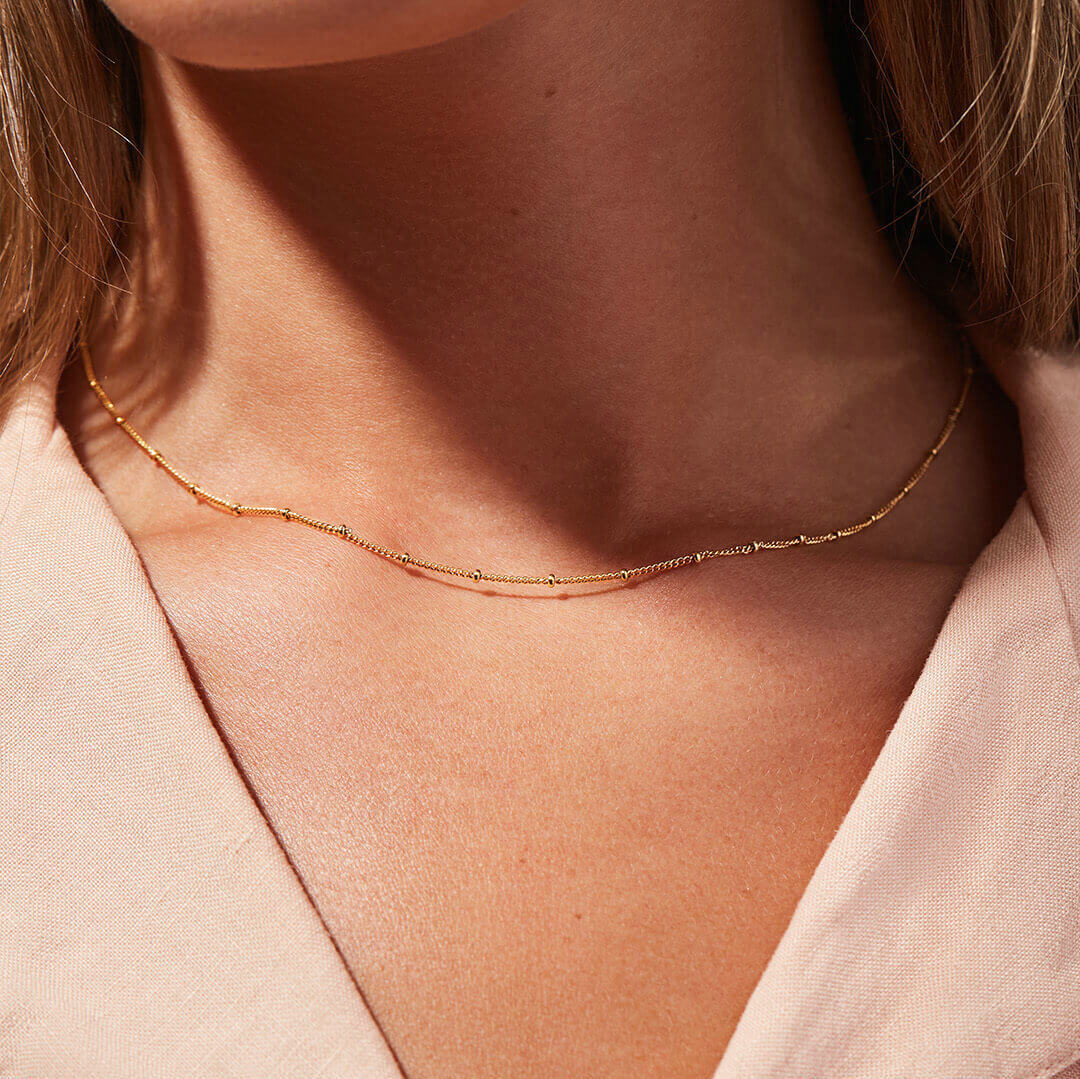 Elegant Gold Beaded Chain Necklace