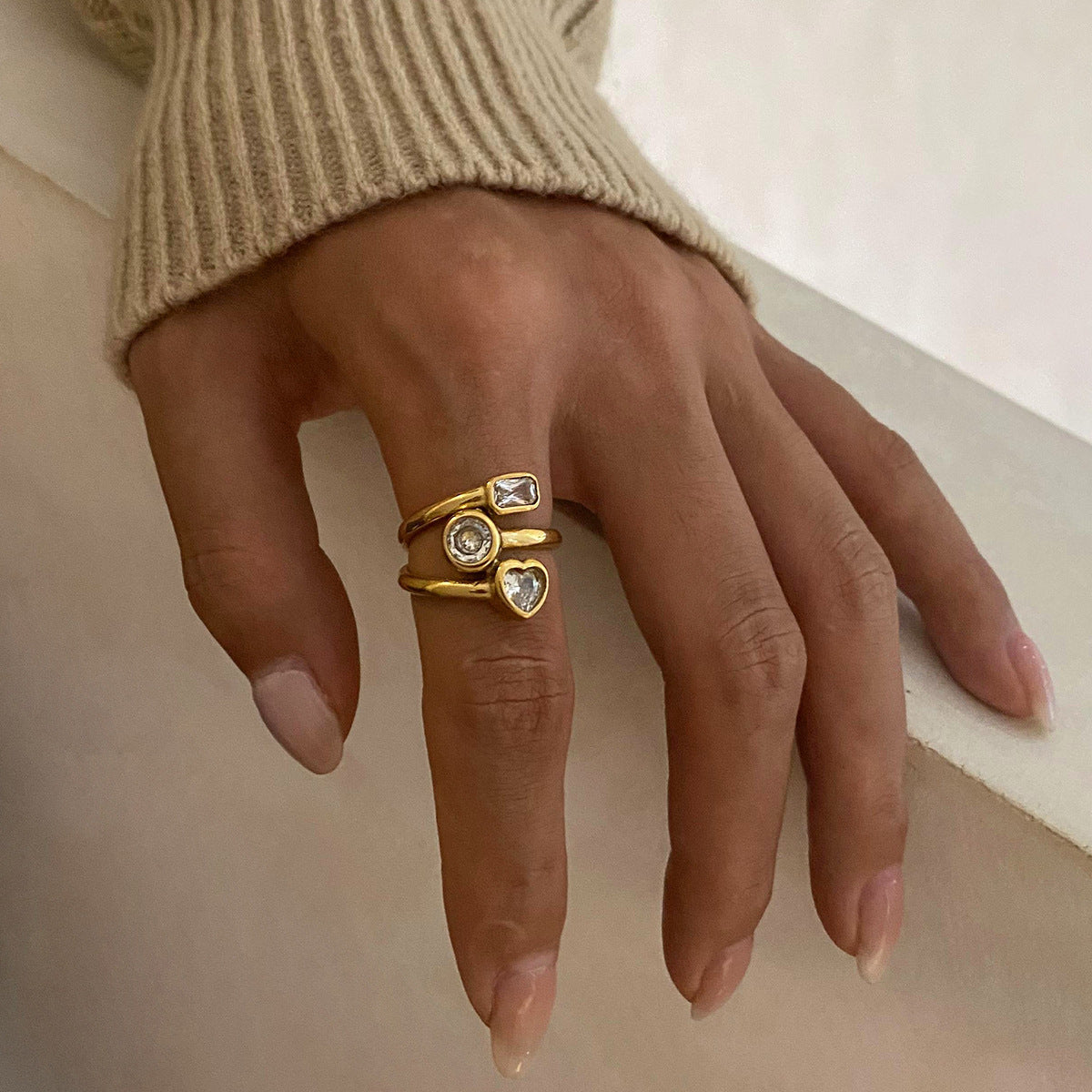 Tri-Sparkle Layered Ring