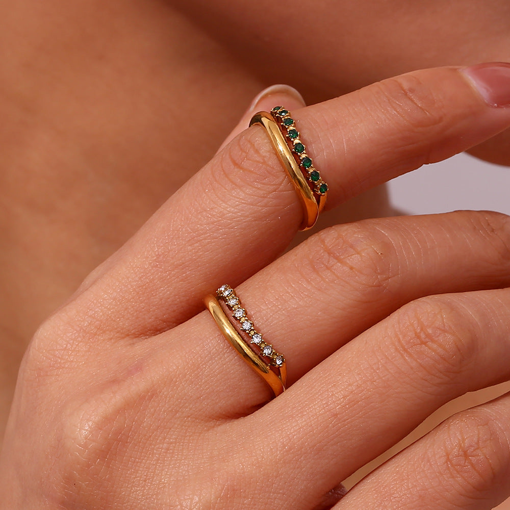 Adeline Emerald & Diamond Simulant Gold Ring