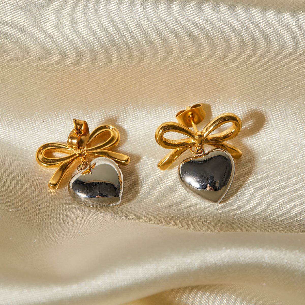 Graceful French Knot Heart Earrings