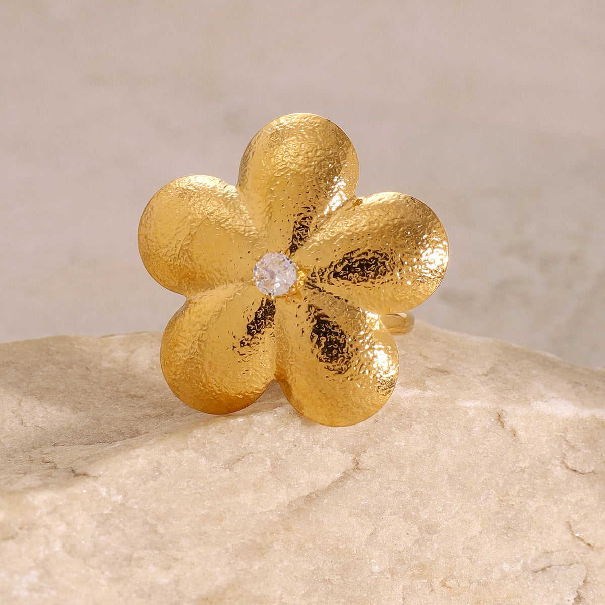 Gilded Petal Statement Ring