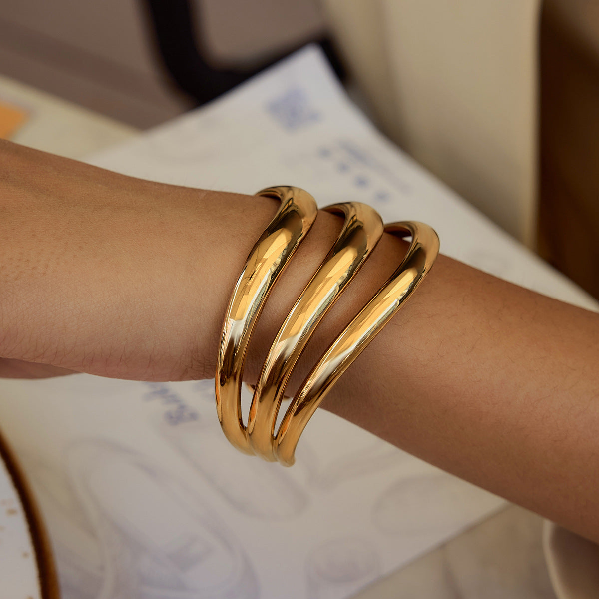 Gold Layered Statement Bangle