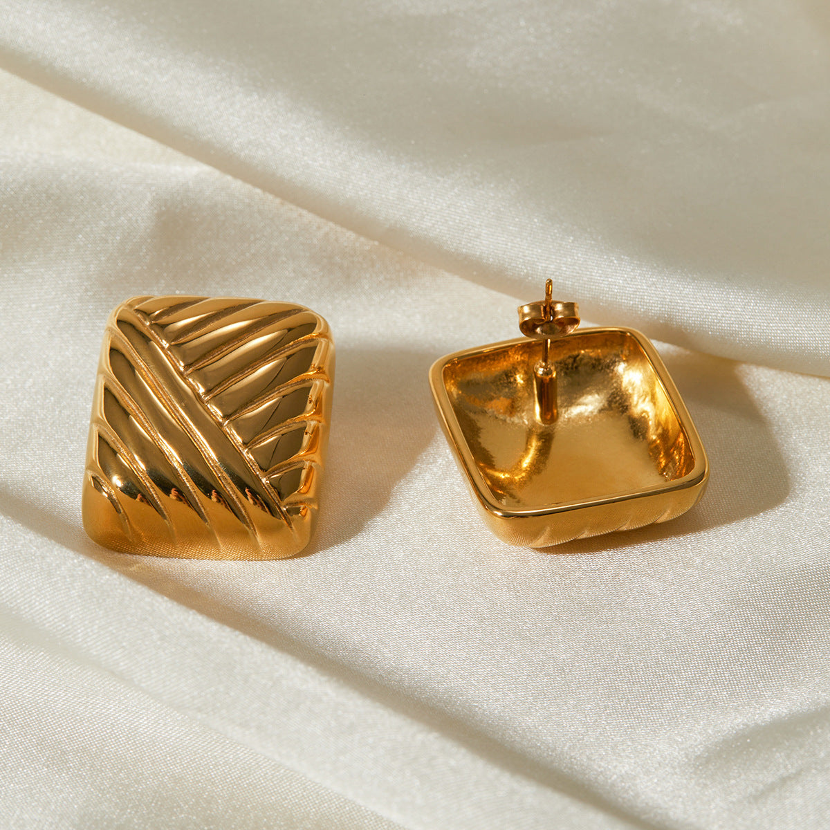 Elysian Rectangular Gold Earrings