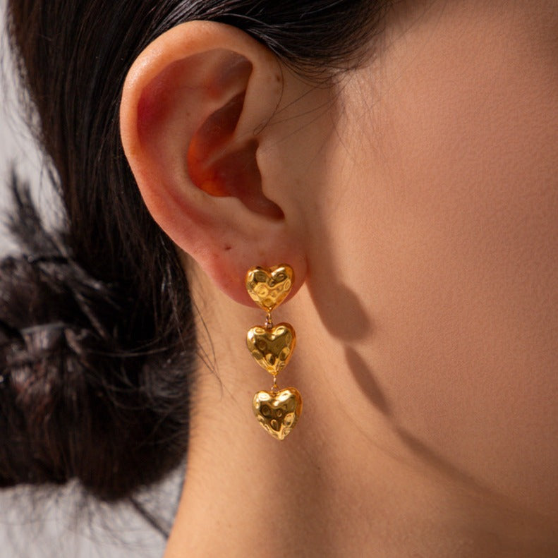 Linked Hearts 18k Gold Dangle Earrings