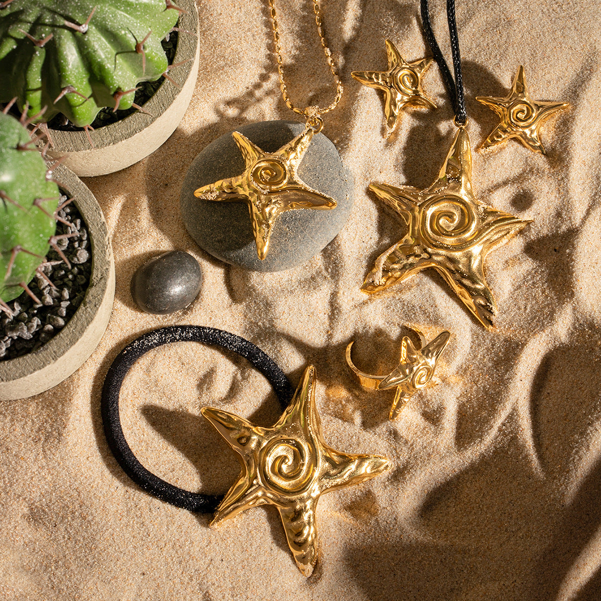 Golden Starfish Cuff Bracelet