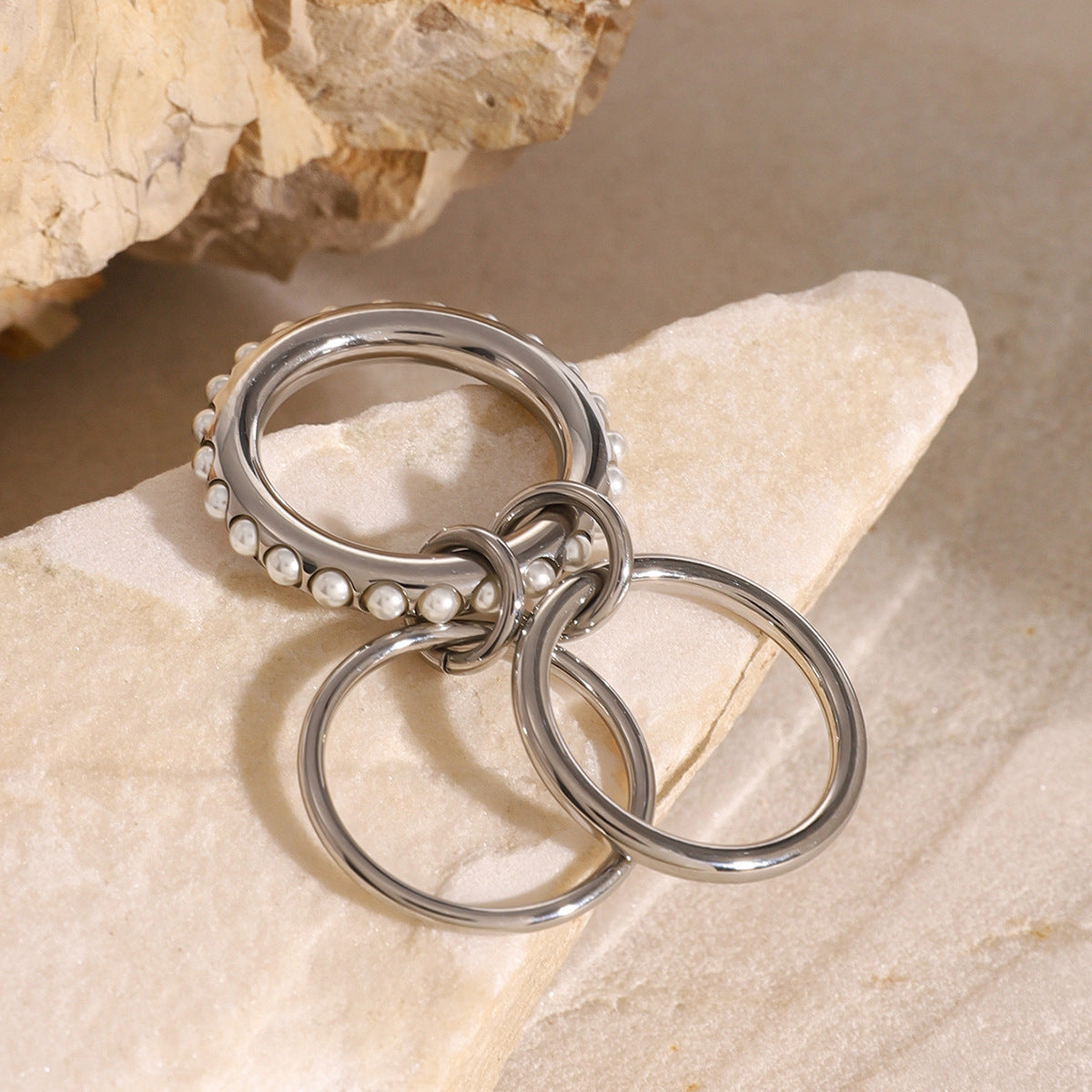 Elegant Stacked Pearl Ring