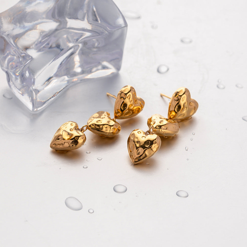 Linked Hearts 18k Gold Dangle Earrings