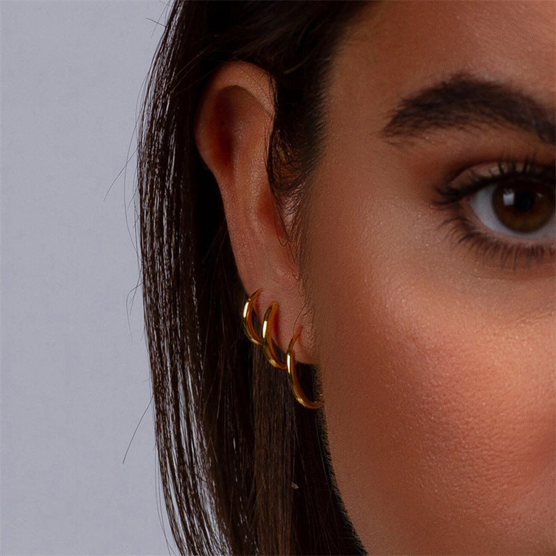 Elegant Gold & Silver Hoops Set