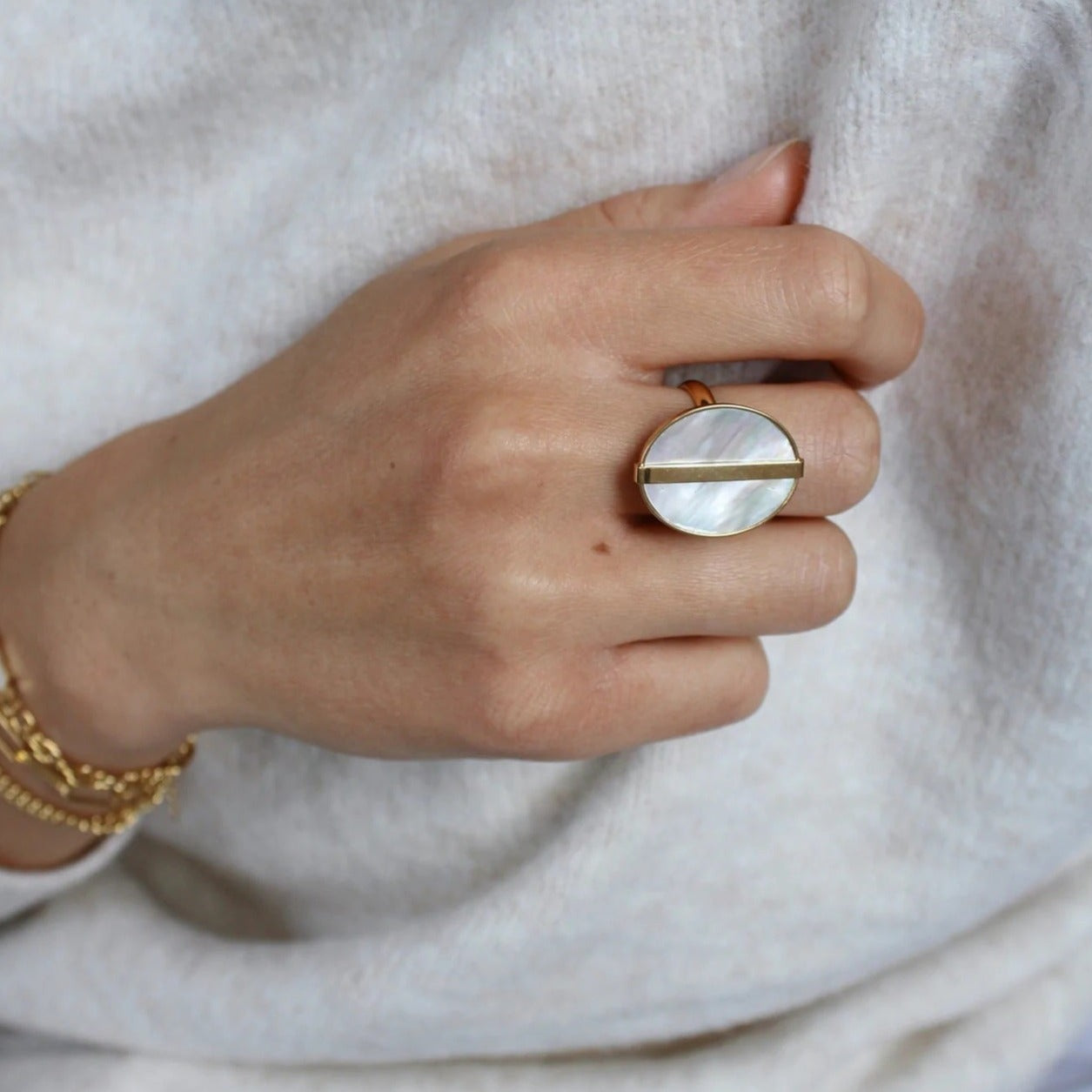 Luminous Pearl Gold Band