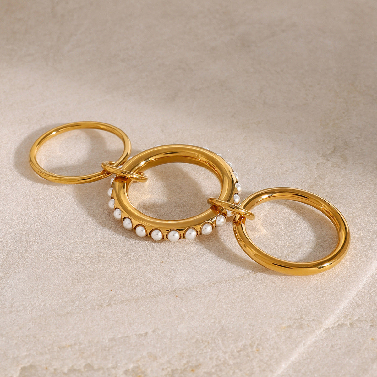 Elegant Stacked Pearl Ring