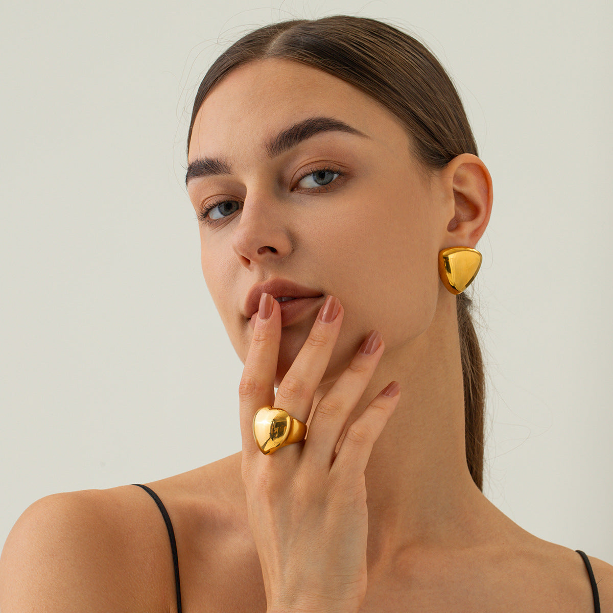 Geometric Gold Triangles Earrings