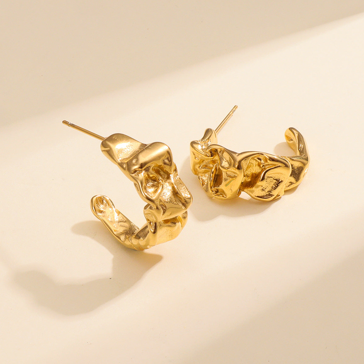 Sculpted Gold Drop Earrings