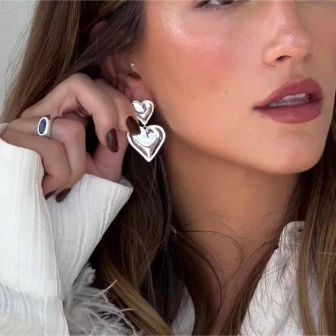 Seraphina Dual-Tone Heart Earrings