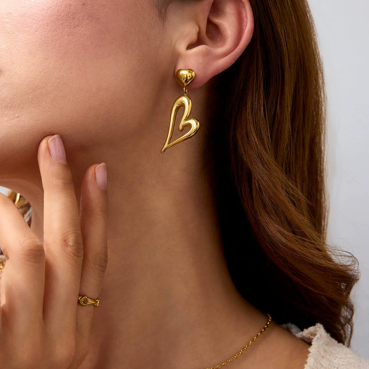 Ethereal Gold Heart Earrings