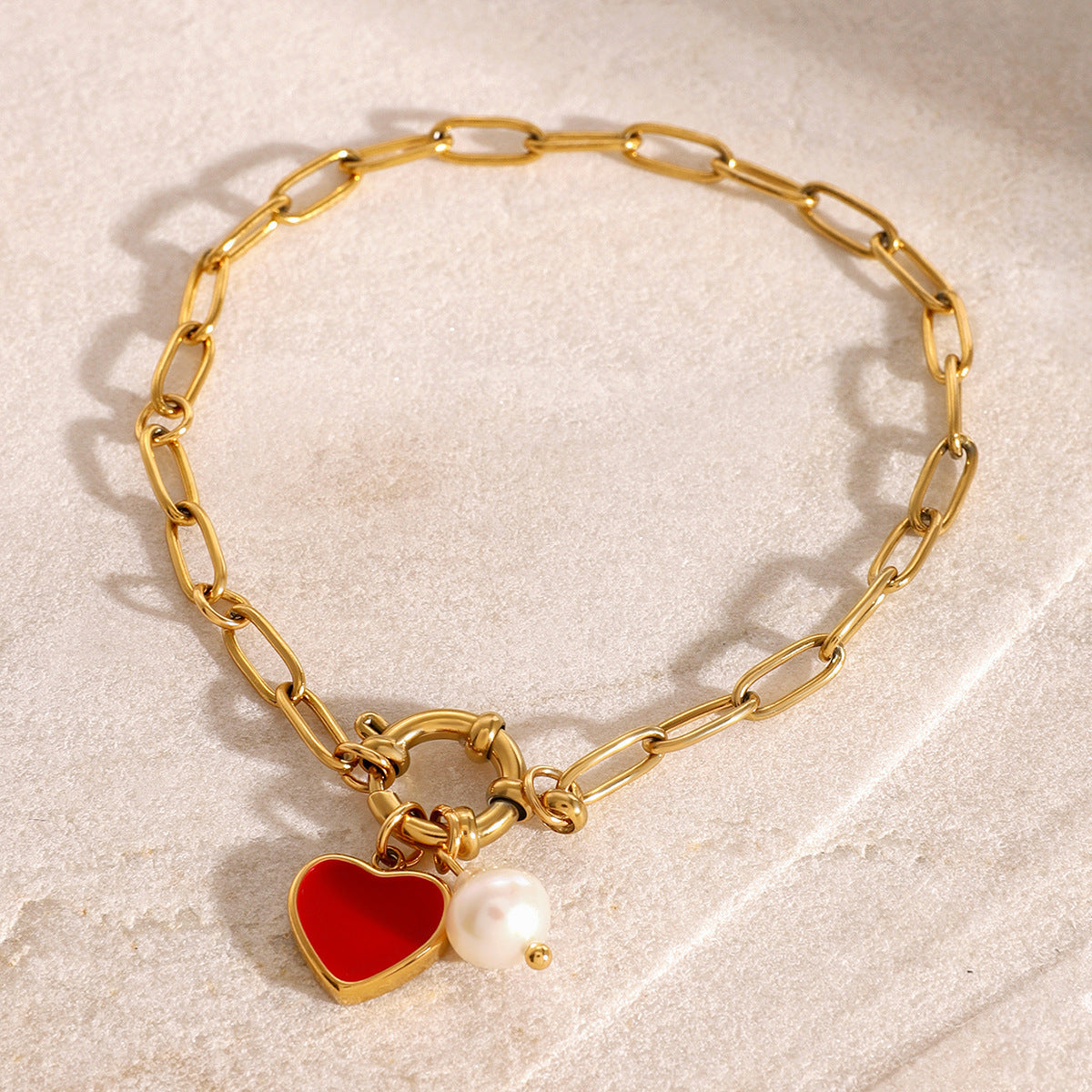 Charming Pearl Heart Bracelet