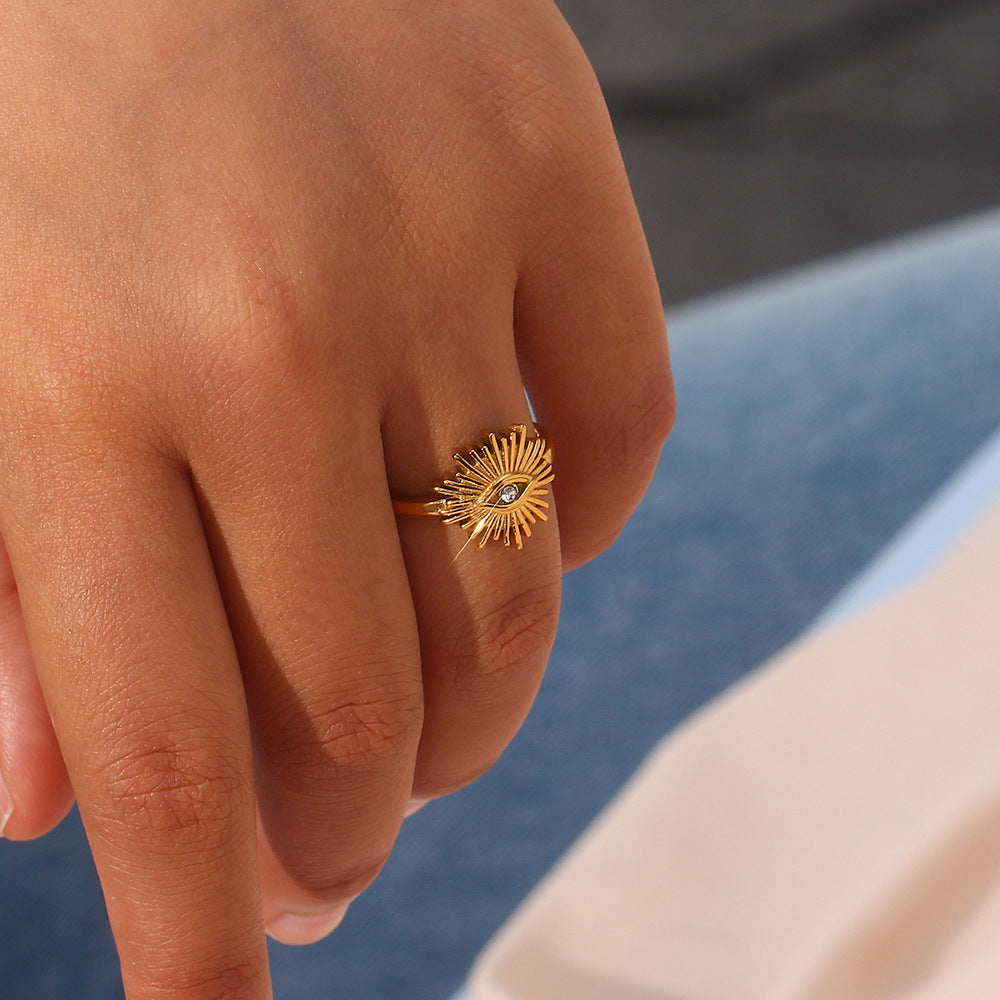 Radiant Sunburst Gold Ring