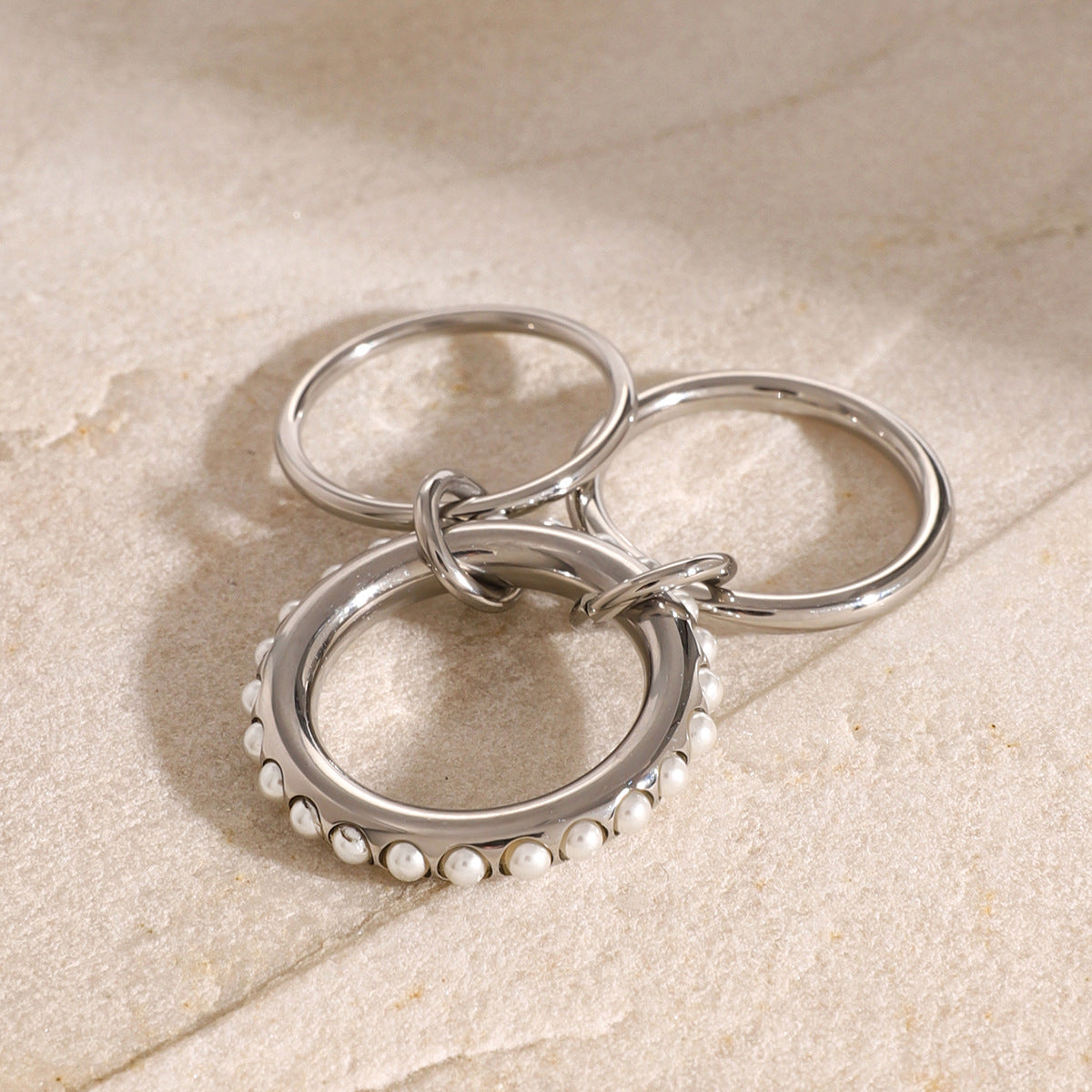 Elegant Stacked Pearl Ring
