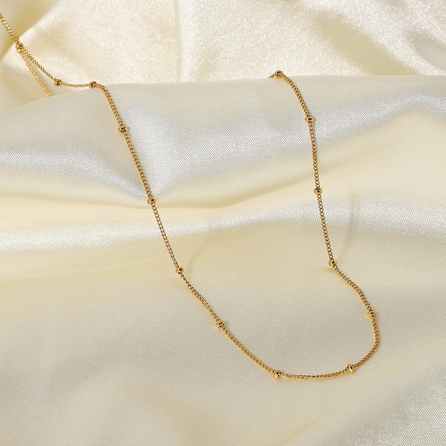Elegant Gold Beaded Chain Necklace