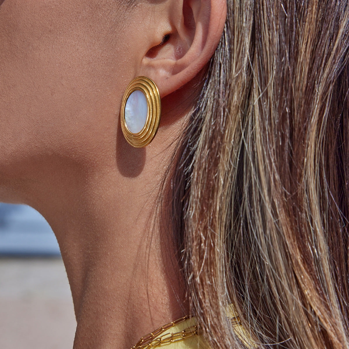 Retro Oval Enamel Earrings