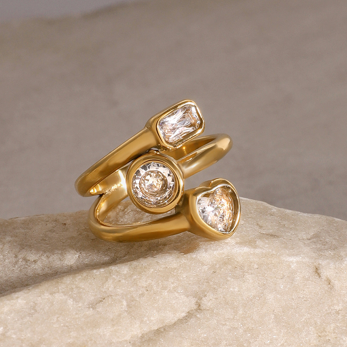 Tri-Sparkle Layered Ring