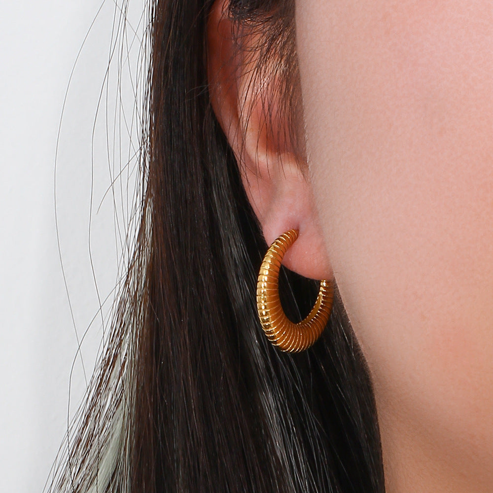 Serpentine Gold Hoop Earrings