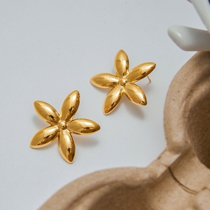 Sculptural Petal Gold Earrings